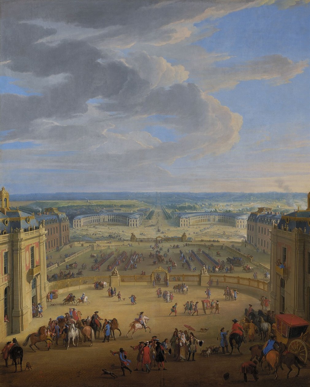 Francouzsky: Vue perspective du château de Versailles sur la place d