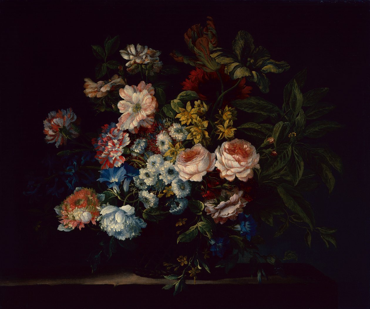 Růže, karafiáty, hyacinty a květiny (olej na plátně) od Jean Baptiste Monnoyer