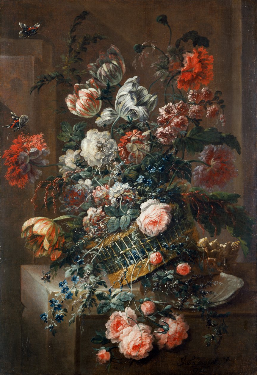 Květina s pestrými tulipány (olej na plátně) od Jean Baptiste Morel