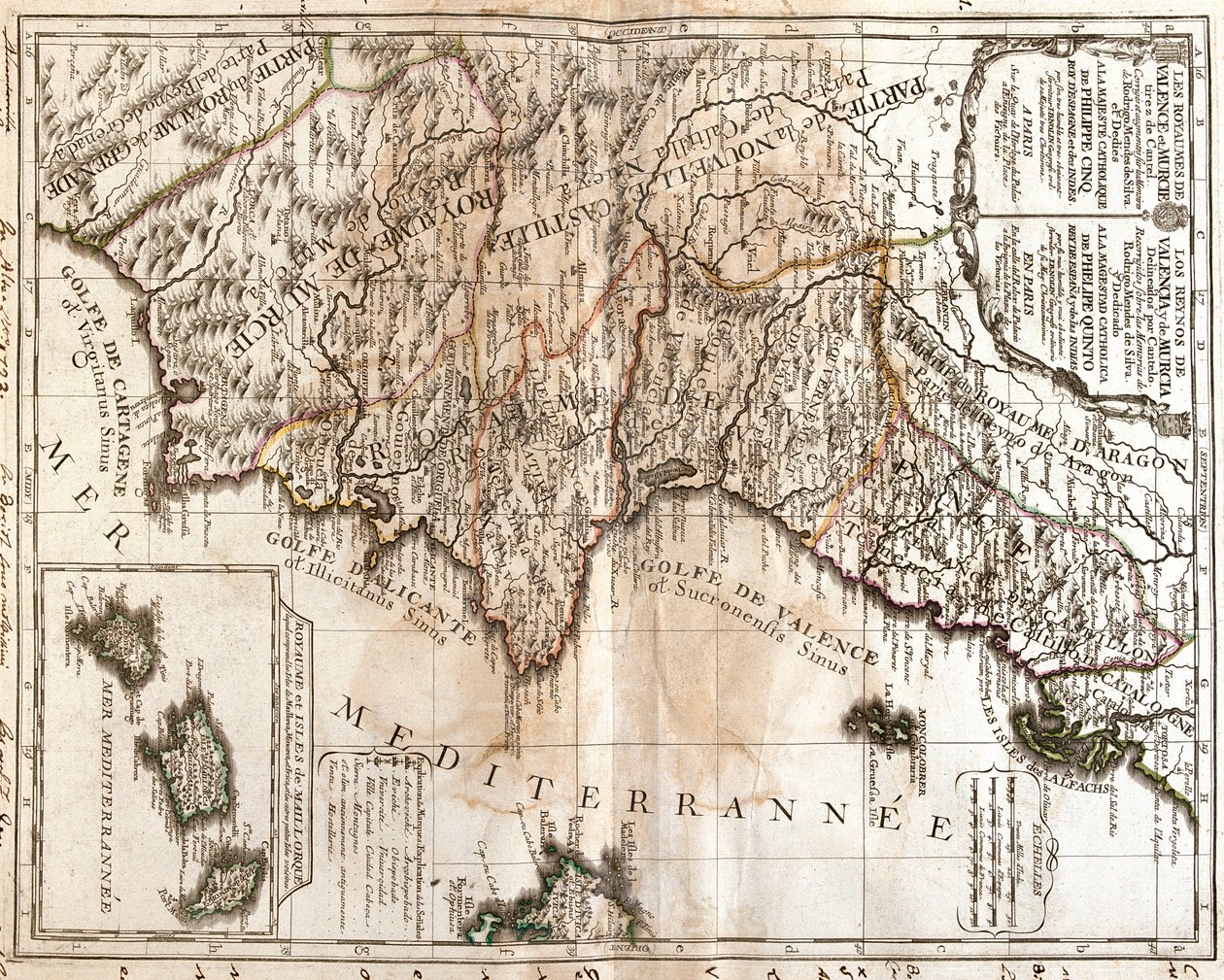 Aragonie, Katalánsko, Valencie, Murcie, Andalusie, Kastilie-La Mancha a Baleárské ostrovy, Španělsko od Jean-Baptiste Nolin