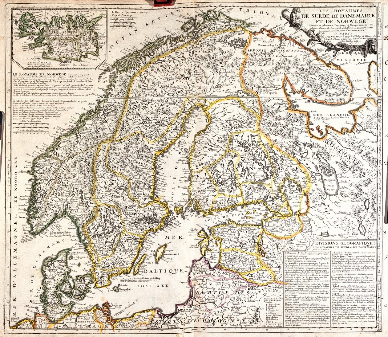 Dánsko, Norsko, Švédsko, Finsko, severozápadní Rusko, Estonsko, Lotyšsko, Litva, severní Polsko. od Jean Baptiste Nolin