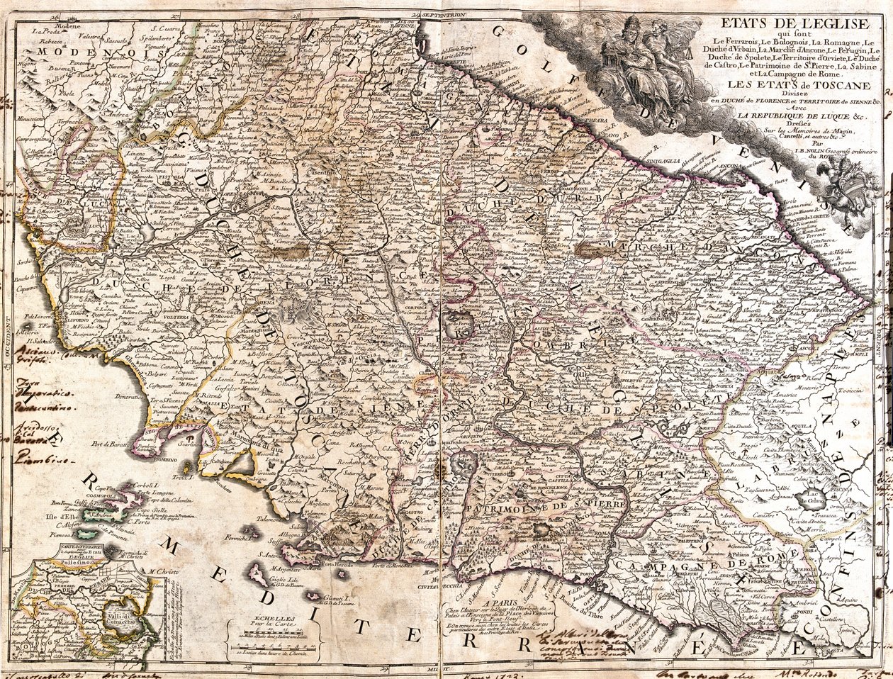 Emilia-Romagna, Toskánsko, Marche, Umbria, Abruzzo, Lazio, Itálie od Jean Baptiste Nolin