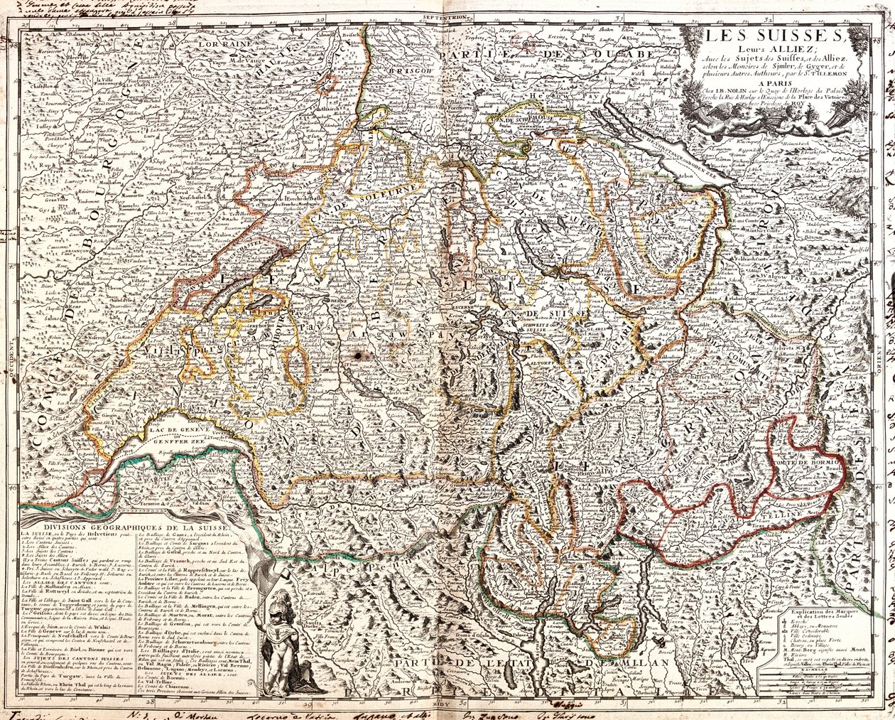 Francie (region: Lotrinsko, Alsasko, Franche-Comté, Rhône-Alpes), Švýcarsko, Německo (spolková země: Bádensko-Württembersko, Bavorsko), Lichtenštejnsko, Rakousko (spolková země: Voralbersko), Itálie (region: Lombardie, Piemont, údolí Aosta). od Jean Baptiste Nolin