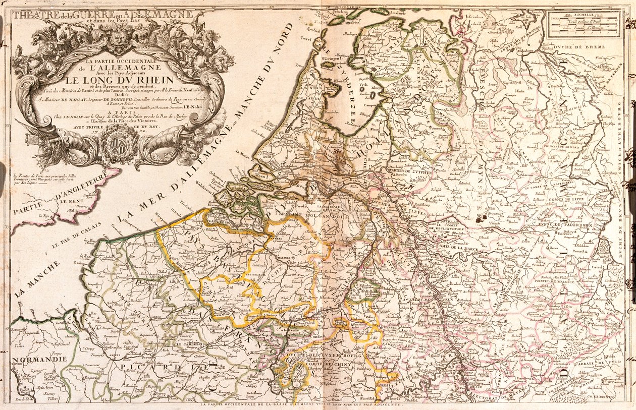 Francie (region: Horní Normandie, Nord-Pas-de-Calais, Champagne-Ardenne, Pikardie), Belgie, Nizozemsko, Německo (stát: Dolní Sasko, Severní Porýní-Vestfálsko, Hesensko, Porýní-Falc, Sársko), Lucembursko od Jean-Baptiste Nolin