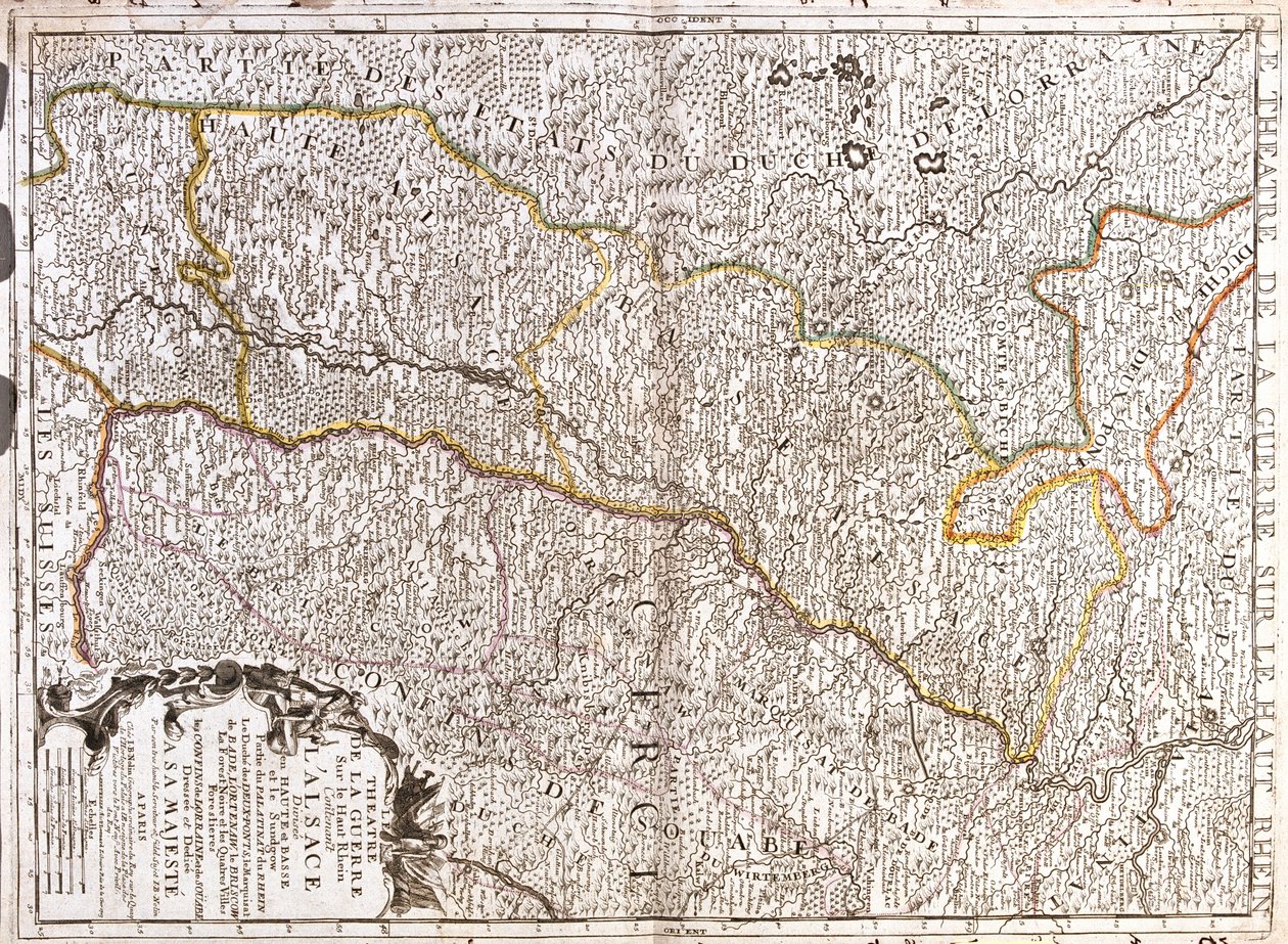 Německo (spolkové země: Sársko, Porýní-Falc, Bádensko-Württembersko), Francie (Franche-Comté, Alsasko, Lotrinsko), Švýcarsko (kanton: Basel-Stadt) od Jean Baptiste Nolin
