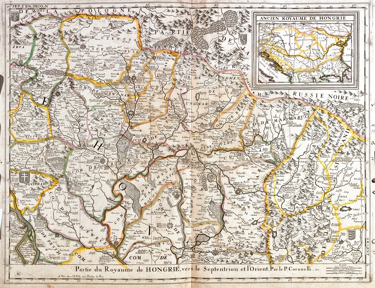 Maďarsko, Slovensko, východní Rumunsko od Jean Baptiste Nolin
