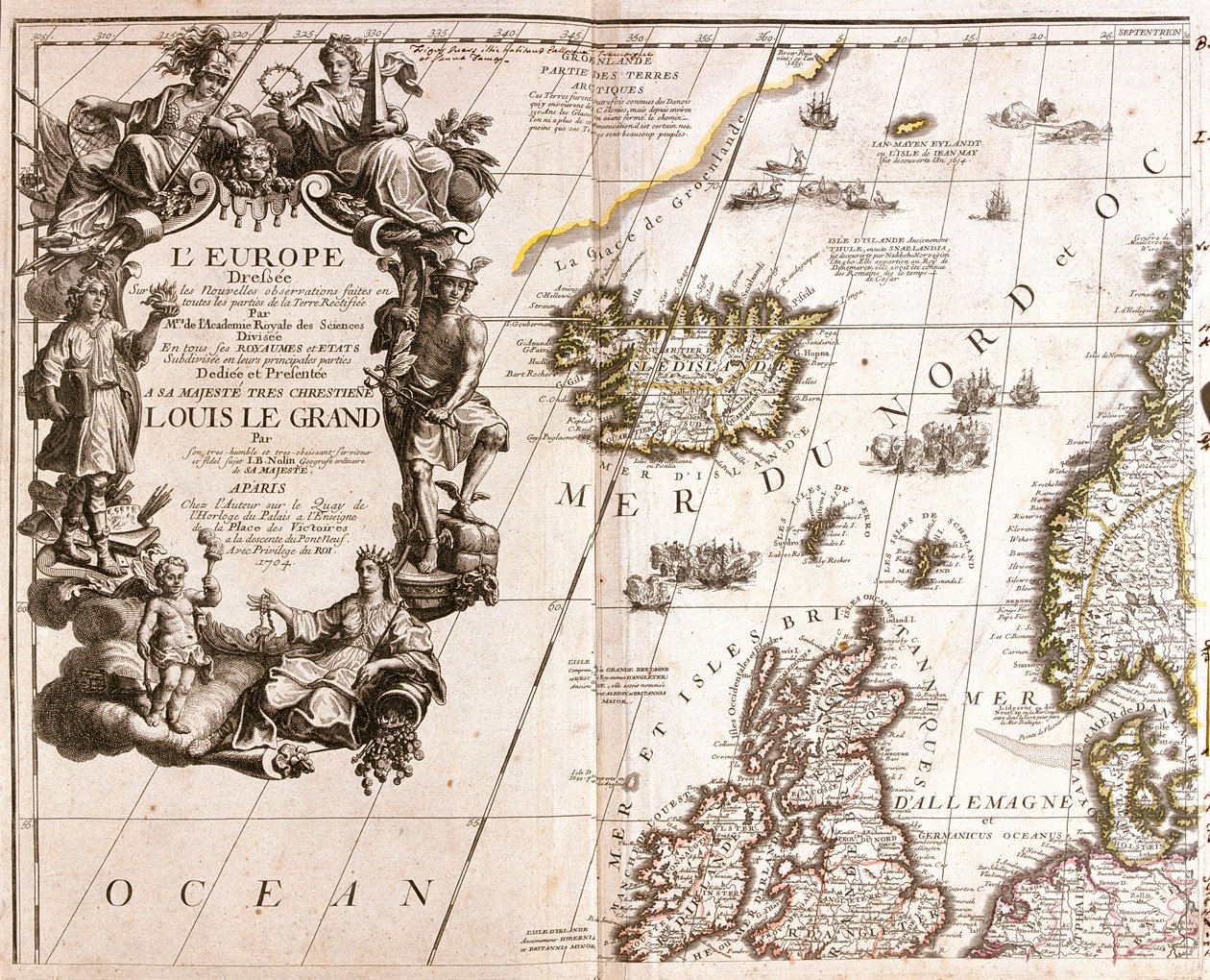 Ostrovy, Irsko a velká část Velké Británie (kromě jihu) od Jean Baptiste Nolin