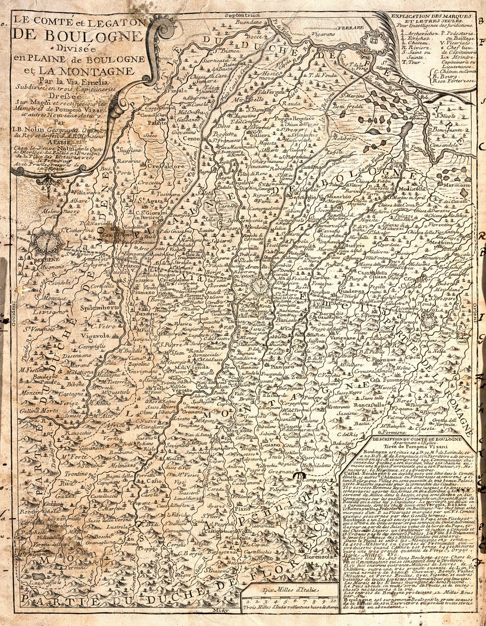 Mapa hrabství Boulogne (Francie) (lept od Jean Baptiste Nolin