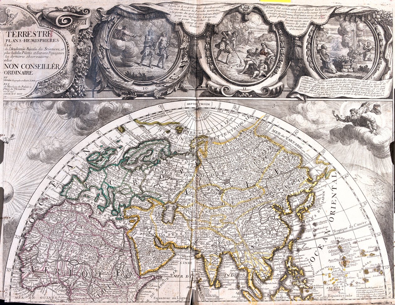 Mapa severní polokoule od Jean Baptiste Nolin
