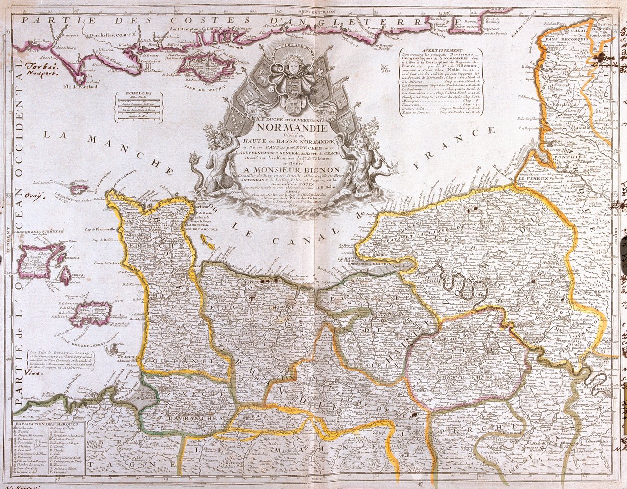 Nord-Pas-de-Calais, Pikardie, Horní Normandie, Dolní Normandie, severní střed) Normanské ostrovy , Francie od Jean Baptiste Nolin