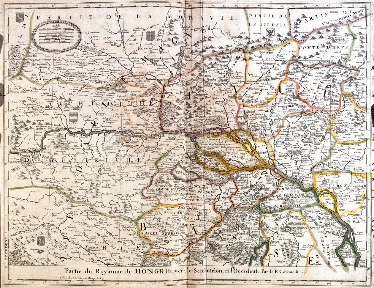 jihovýchodní Česká republika, západní Slovensko, západní Maďarsko, východní Rakousko od Jean Baptiste Nolin