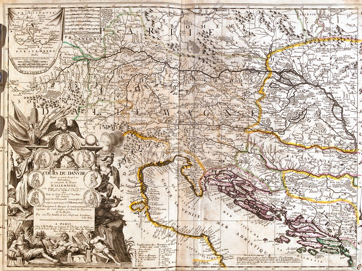 Jihovýchodní Německo, jižní Česká republika, Rakousko, západní Slovensko, západní Maďarsko, Slovinsko, Chorvatsko, Bosna a Hercegovina. od Jean-Baptiste Nolin