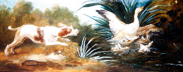 Krajina se psem honícím kachny (olej na plátně) od Jean Baptiste Oudry