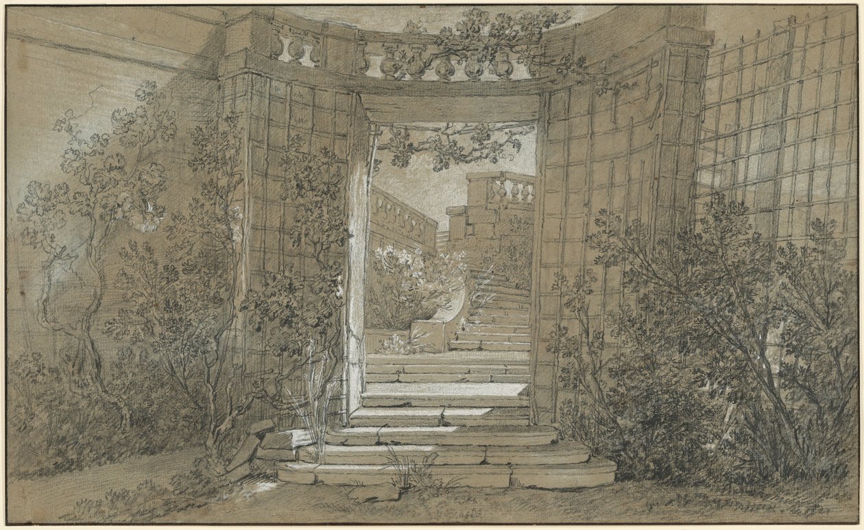 Krajina se schodištěm a balustrádou od Jean-Baptiste Oudry