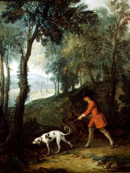 The Huntsman with Tufter on a Leash, cca 1727 (olej na plátně) od Jean Baptiste Oudry
