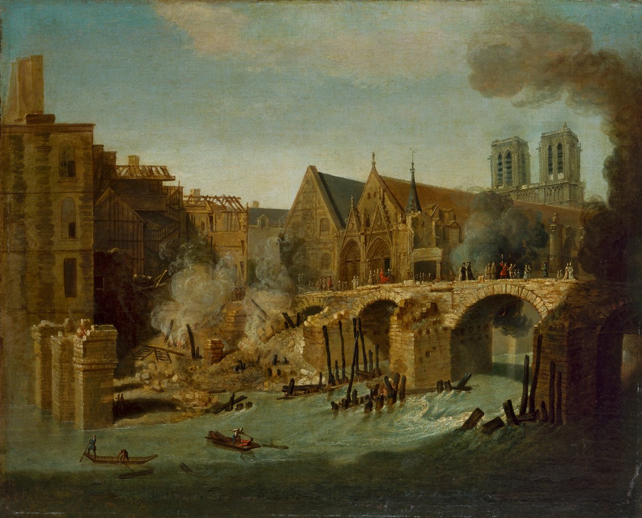 Petit Pont vuoden 1718 palon jälkeen od Jean Baptiste Oudry