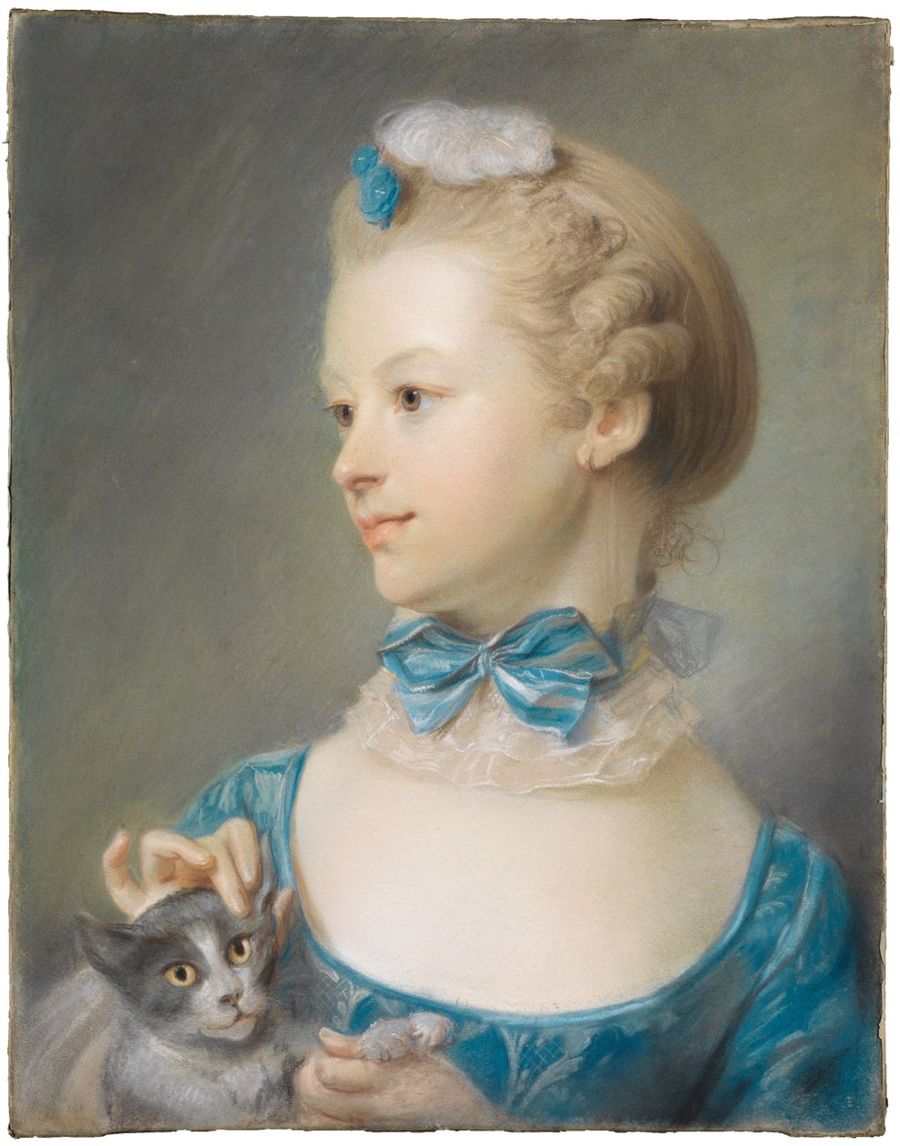 Dívka s kočkou od Jean-Baptiste Perronneau