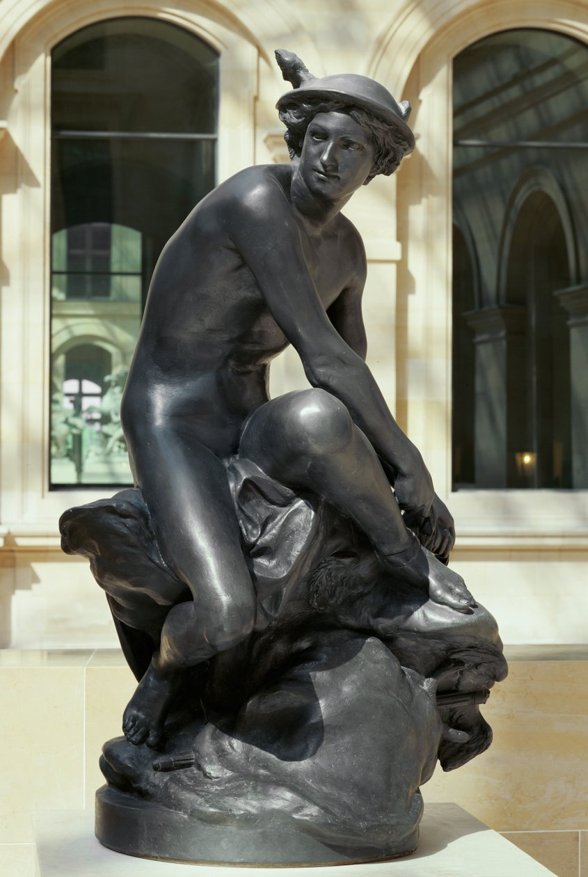Merkur si připevňuje okřídlené sandály, Paris od Jean-Baptiste Pigalle