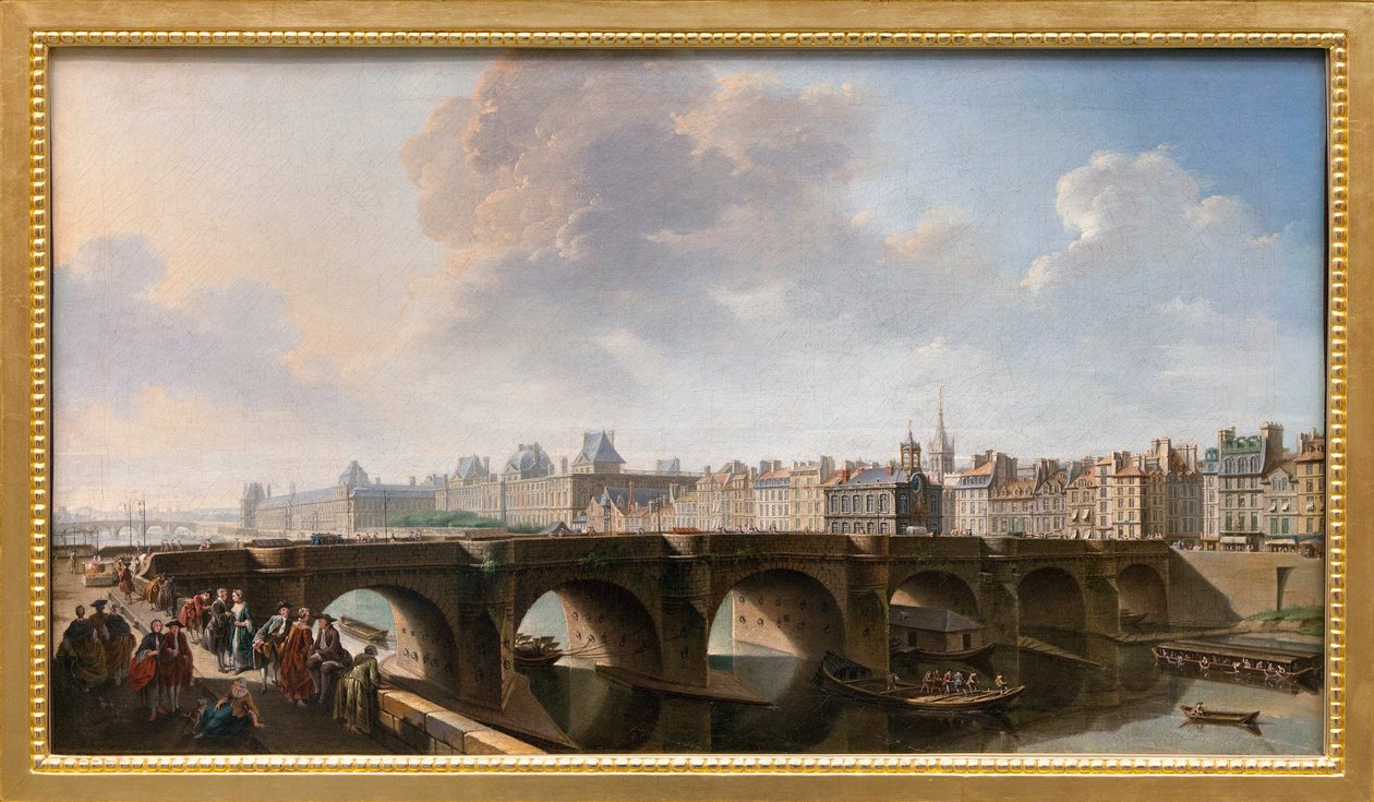 Most Pont Neuf (Nový most) přes řeku Seinu v Paříži, Francie od Jean Baptiste Raguenet