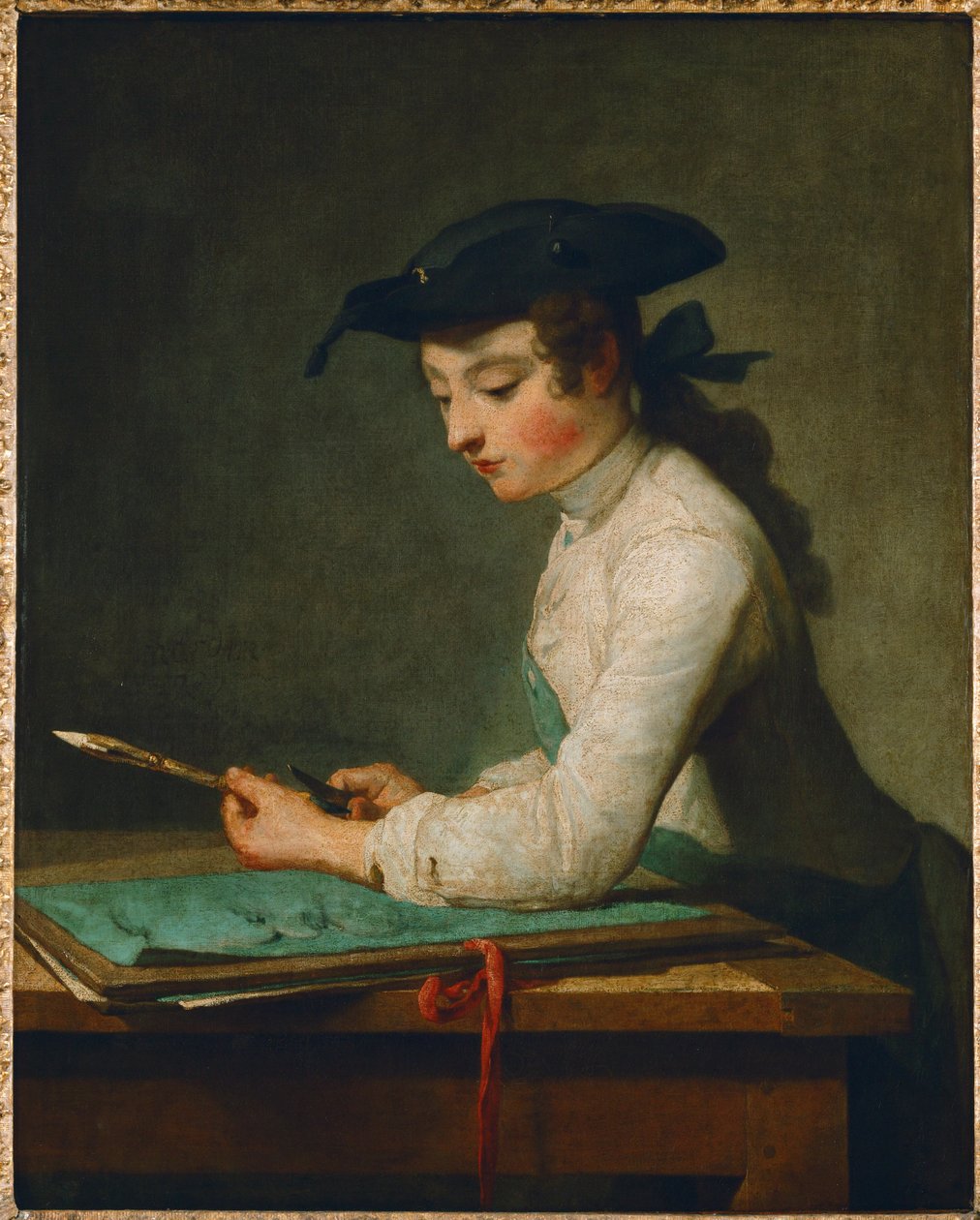 Le jeune dessinateur - mladý kreslíř ... od Jean-Baptiste Simeon Chardin
