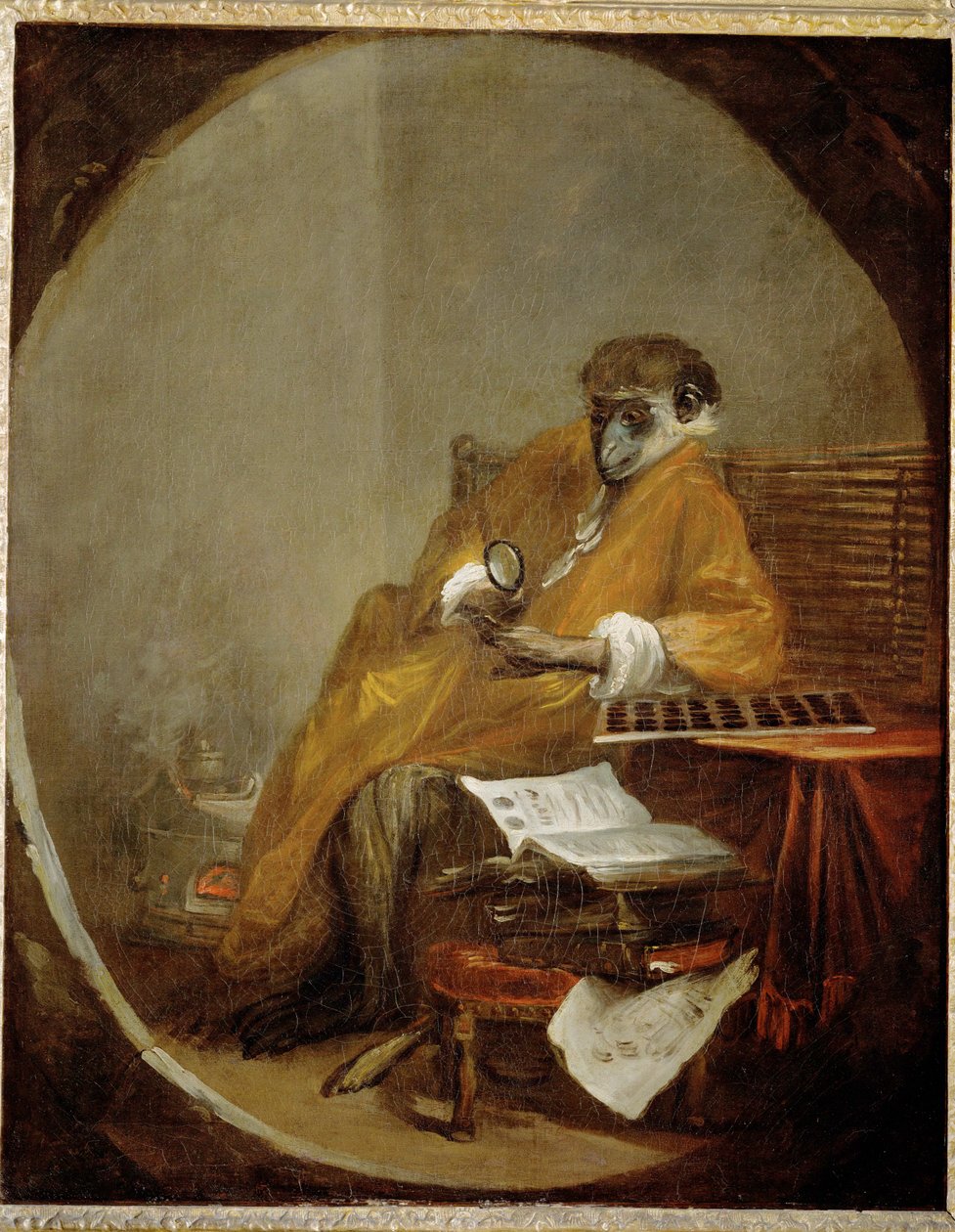 Le singe antiquaire - opice jako sběratel starožitností ... od Jean-Baptiste Simeon Chardin