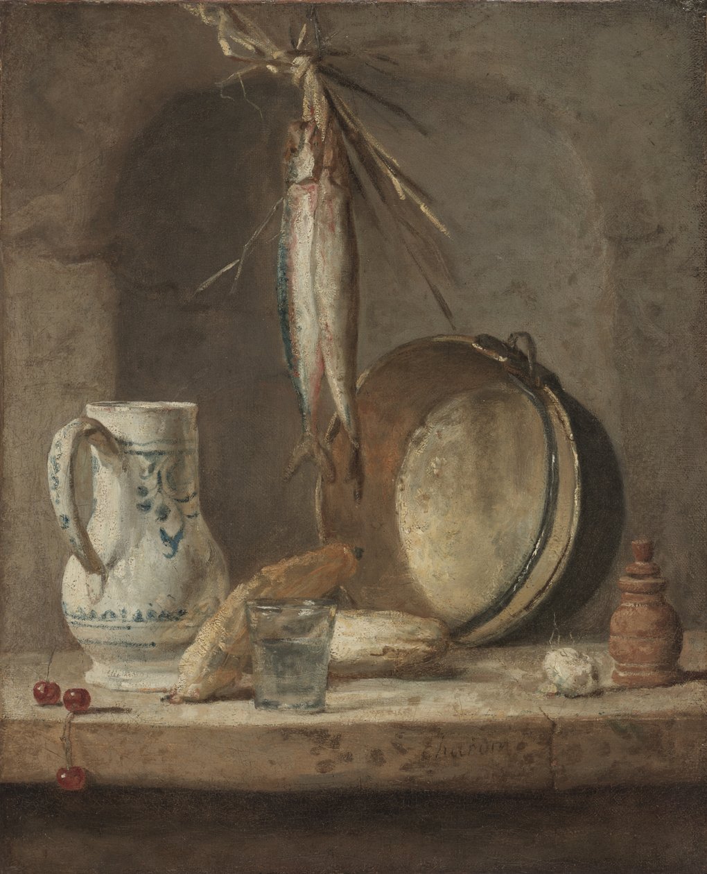 Zátiší se sledi, kolem 1735 (olej na plátně) od Jean Baptiste Simeon Chardin