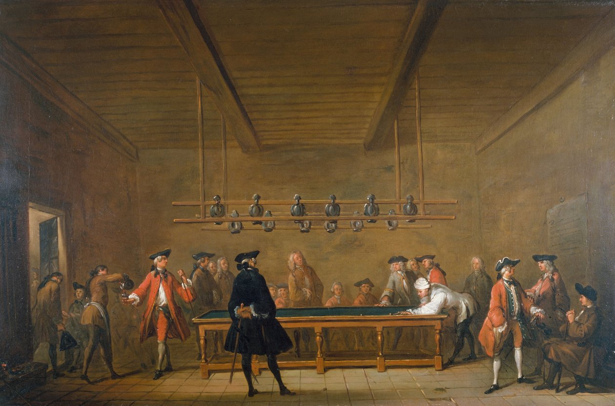 Kulečníková hra, asi 1720 (olej na plátně) od Jean Baptiste Simeon Chardin