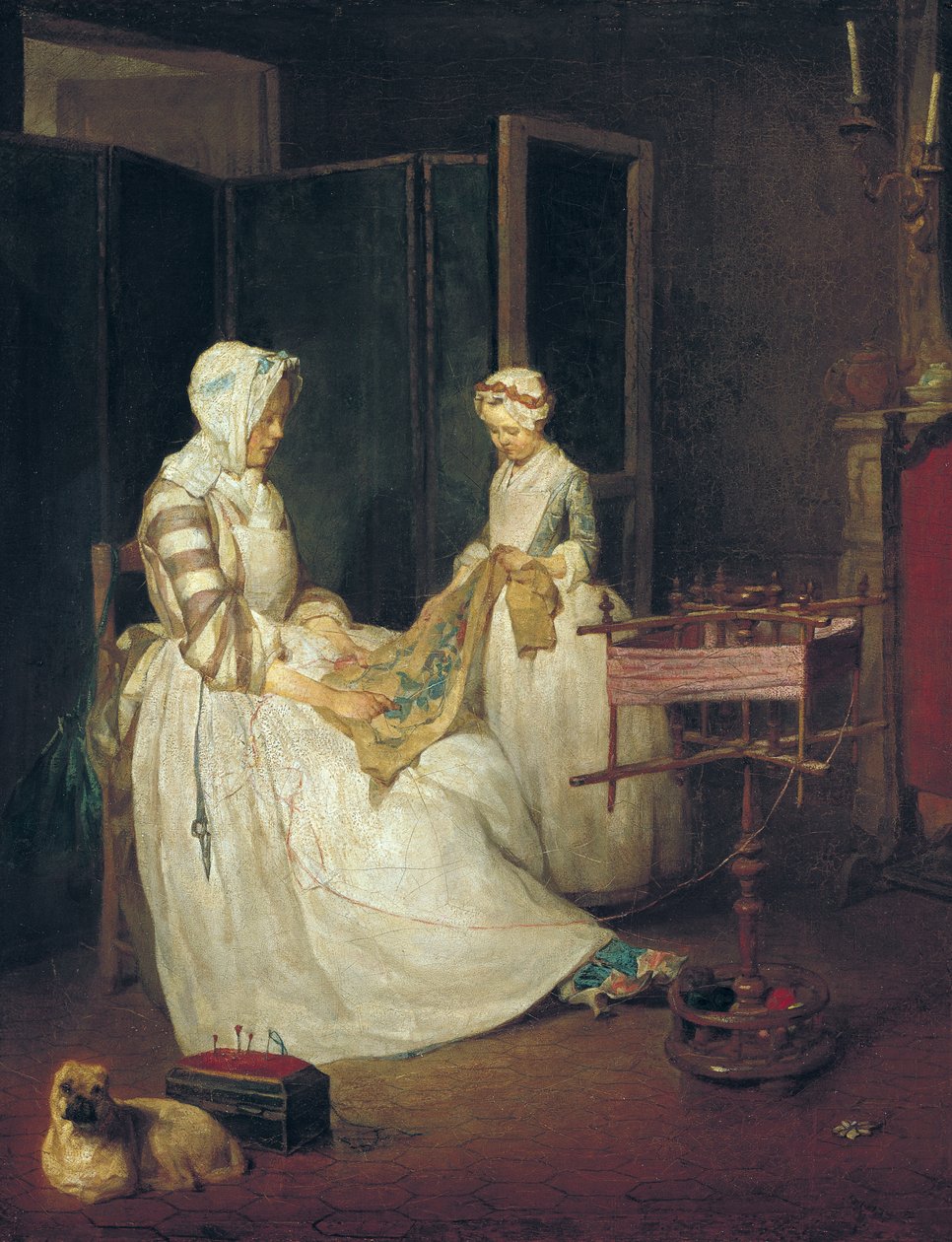 Pilná matka, kolem roku 1740 (olej na plátně) od Jean Baptiste Simeon Chardin