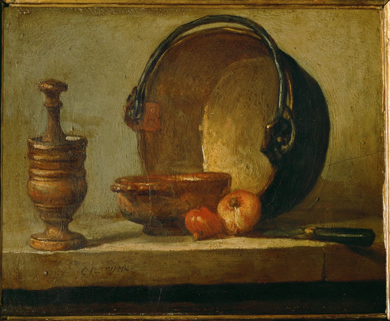 Měděný kotlík ... (olej na plátně) od Jean Baptiste Simeon Chardin