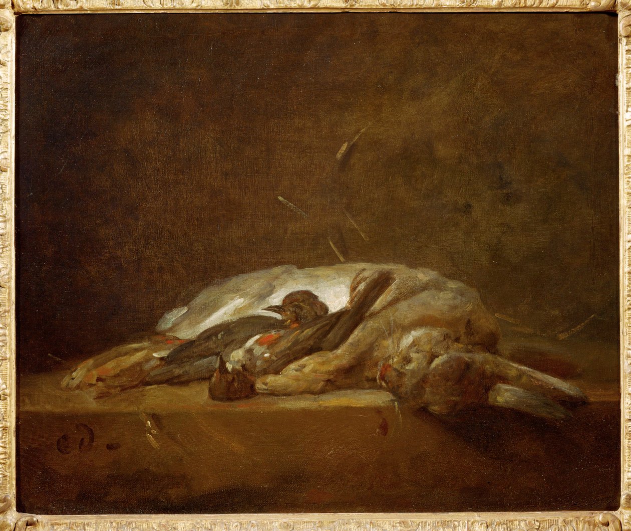 zajíc, dva mrtví drozdi (malba na plátně) od Jean-Baptiste Simeon Chardin