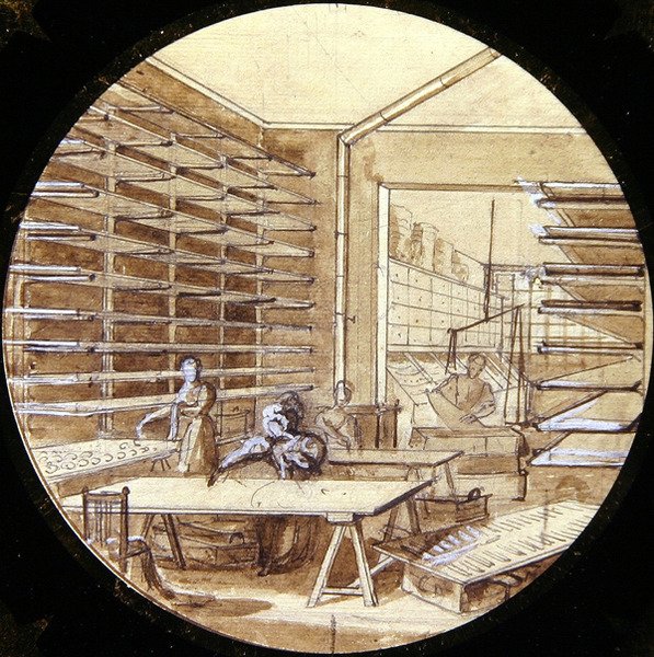 Design pro talíř sevres, od Service des Arts Industriels (pero a inkoust se zvýrazňováním na papíře) od Jean Charles Develly