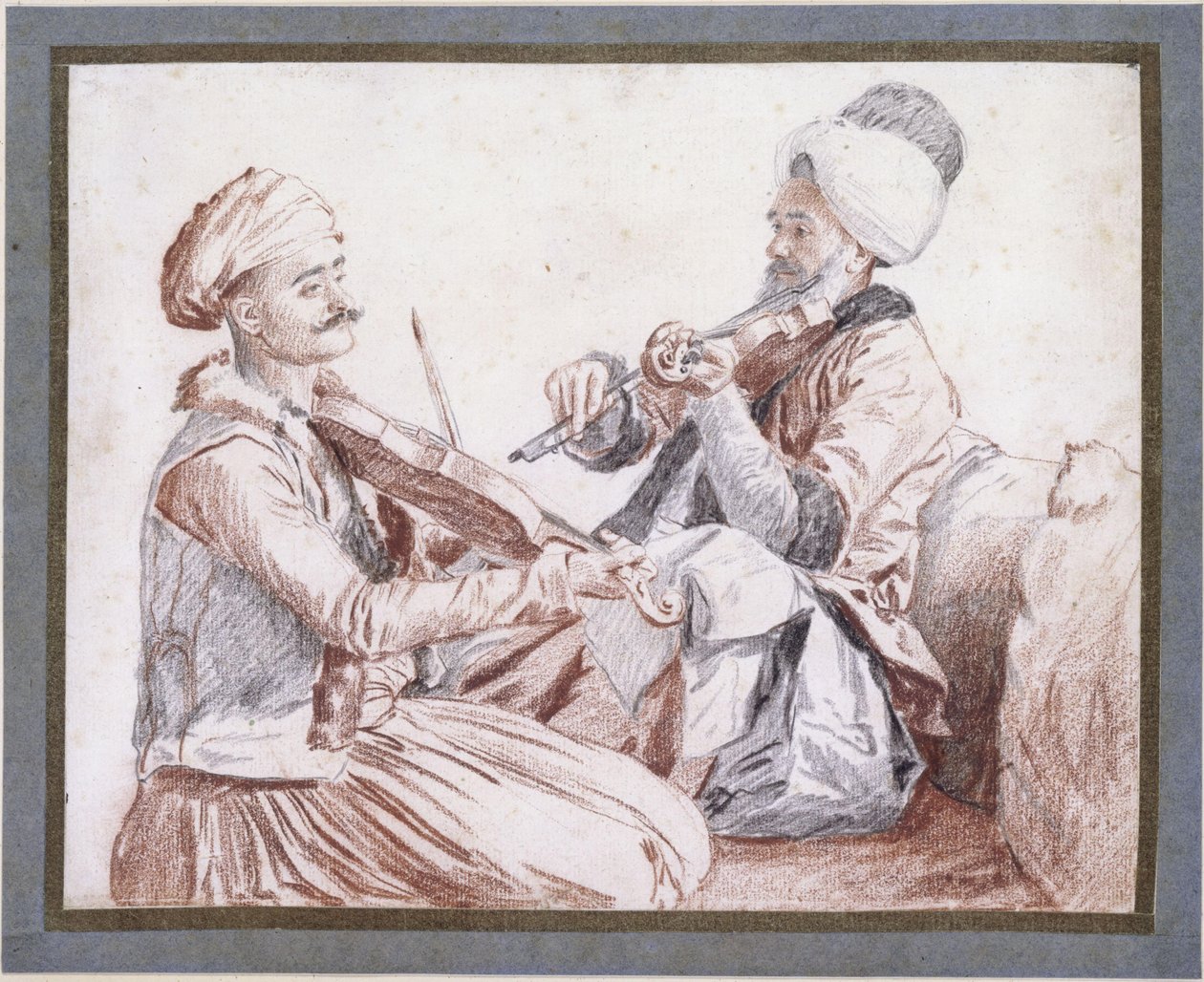 Dva turečtí hudebníci s houslemi od Jean-Étienne Liotard
