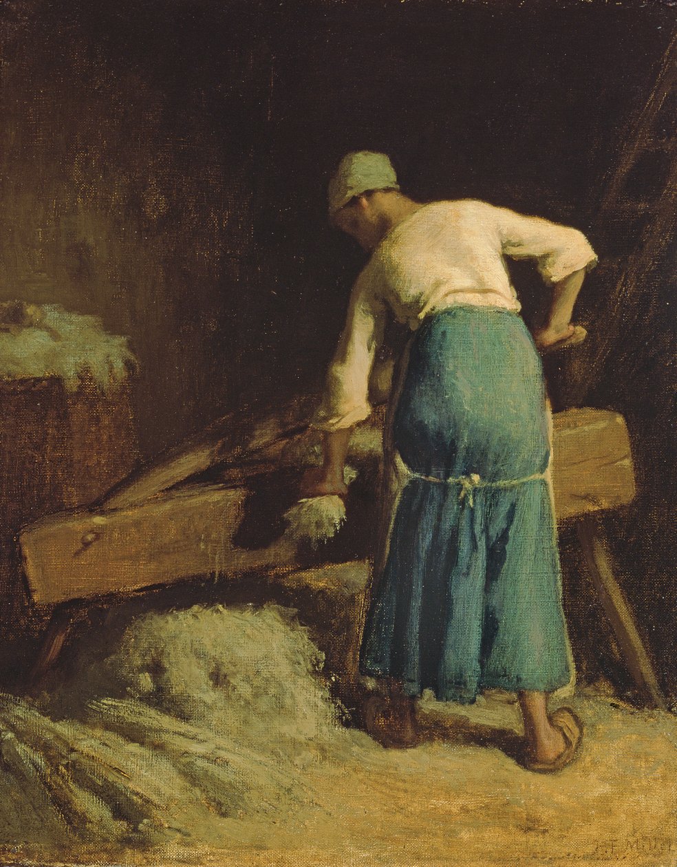 Lámání lnu, kolem 1850-51 od Jean Francois Millet