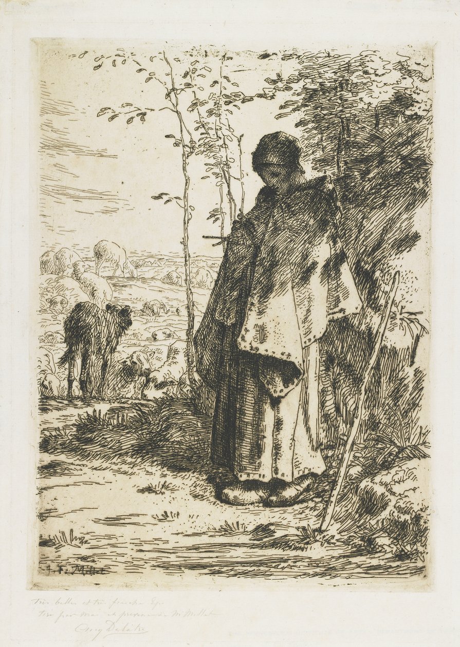 Pletení pastýřky, 1862 od Jean Francois Millet