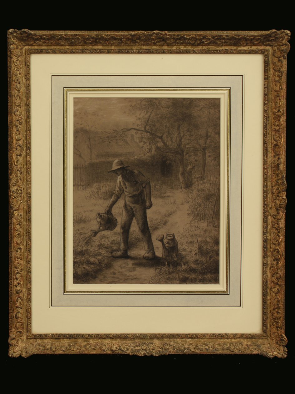 Rolník ve své zahradě, kolem roku 1860 (křída na papíře) od Jean Francois Millet
