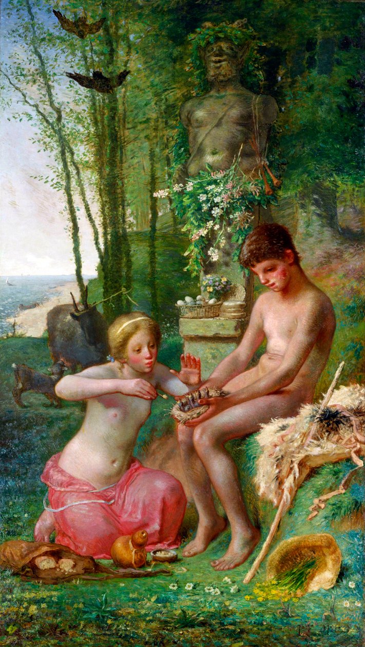 "Jaro, Dafnis a Chloe" (Jaro (Daphnis a Chloe)) Malba Jean-Francoise (Jean Francois) Millet (1814-1875) - 1865 - Olej na plátně Rozměr 235,5x135 cm Národní muzeum západního umění, Tokio od Jean Francois Millet