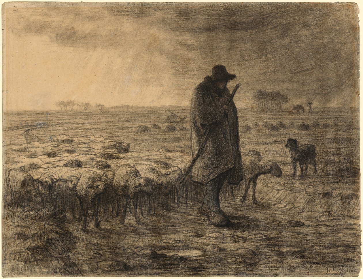 Pastýř se vrací se svým stádem od Jean-Francois Millet