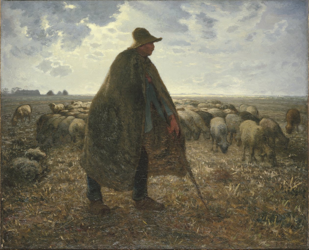 Ovčák pečující o své stádo od Jean-Francois Millet