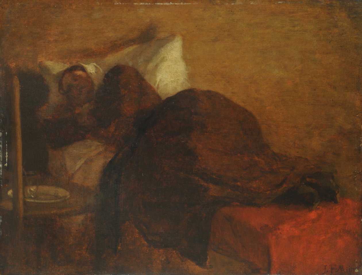 Umělcova žena (olej na panelu) od Jean-Francois Millet
