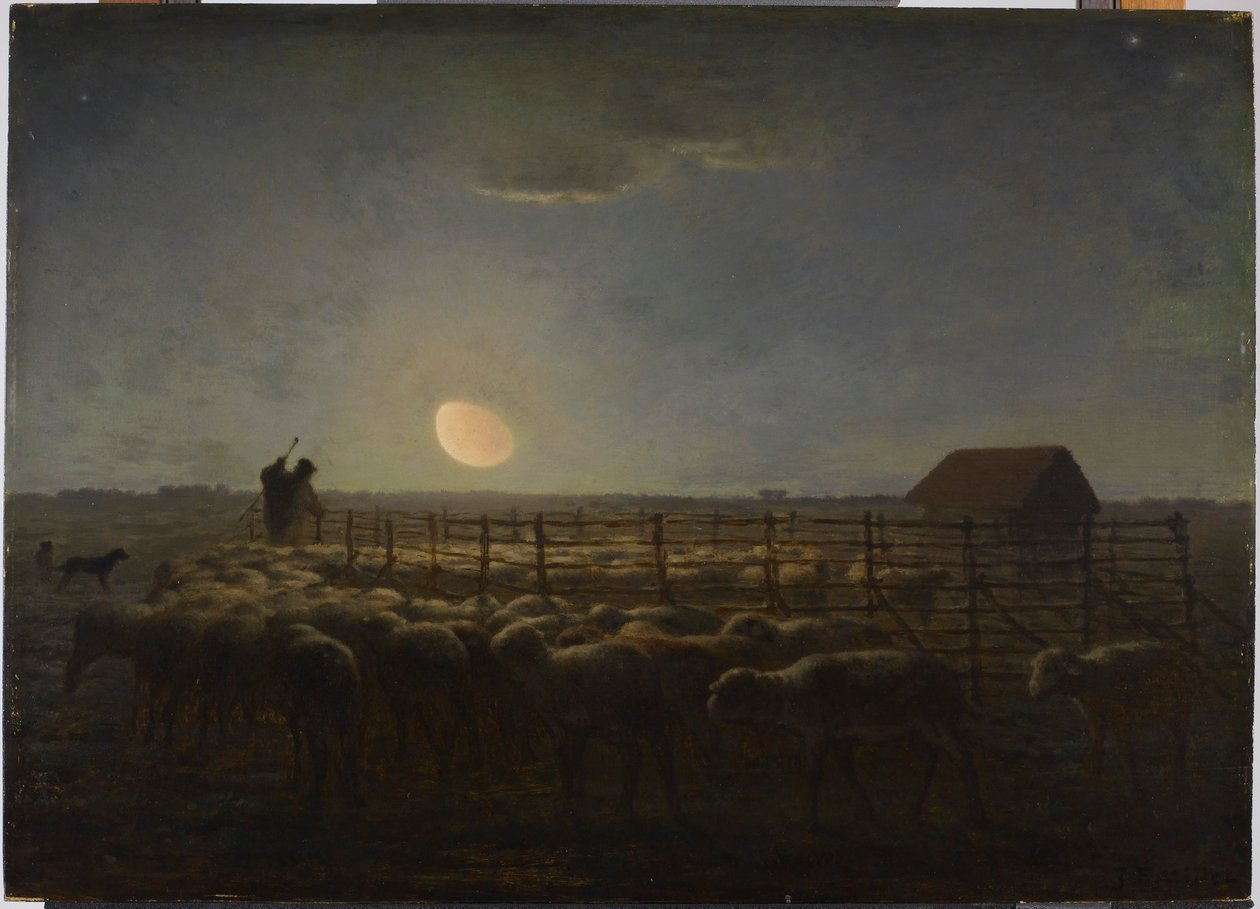Ovčín, měsíční svit od Jean-Francois Millet
