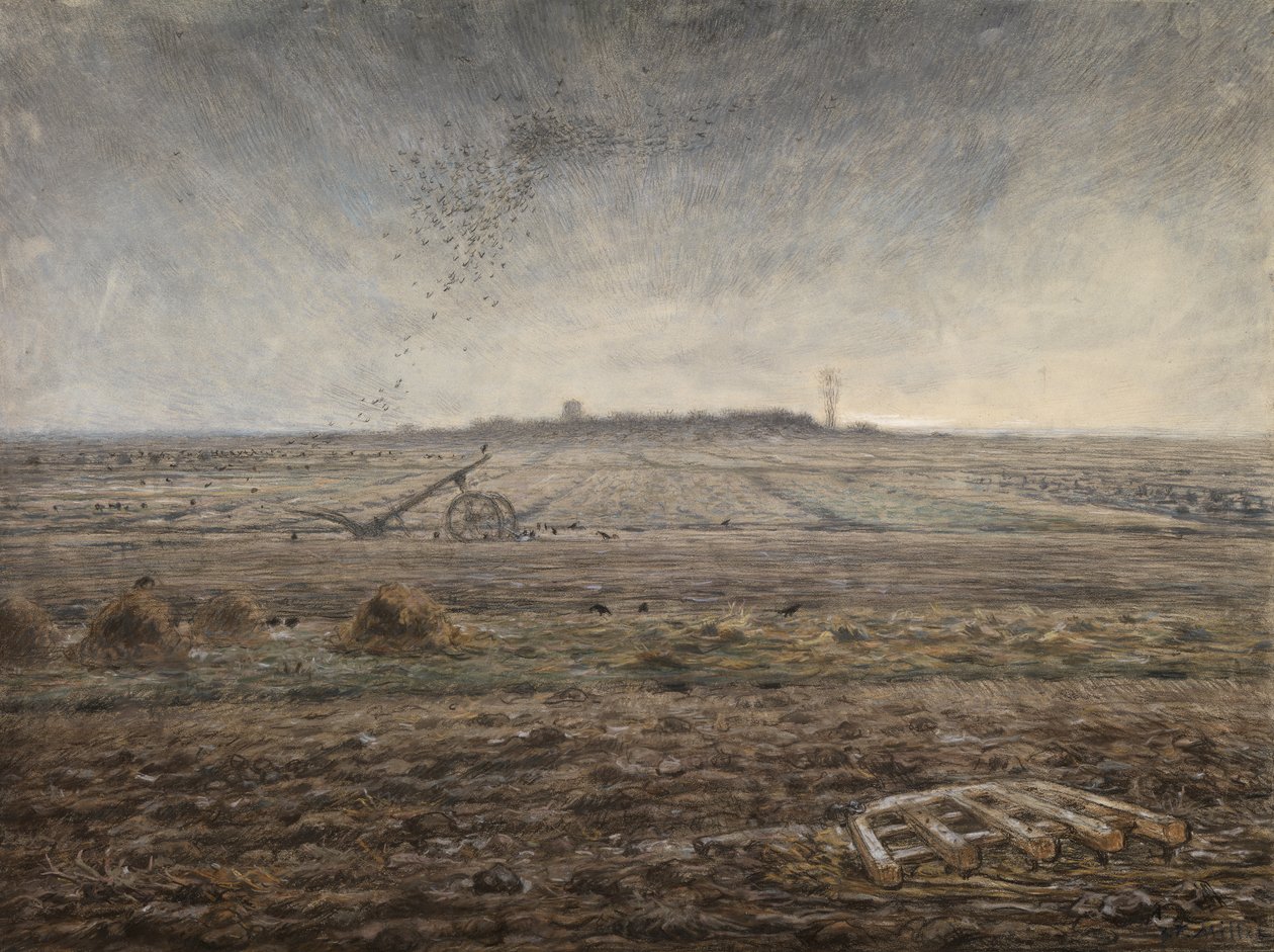 Winter, The Plain of Chailly, c.1862-66 (pastel na papíře) od Jean Francois Millet