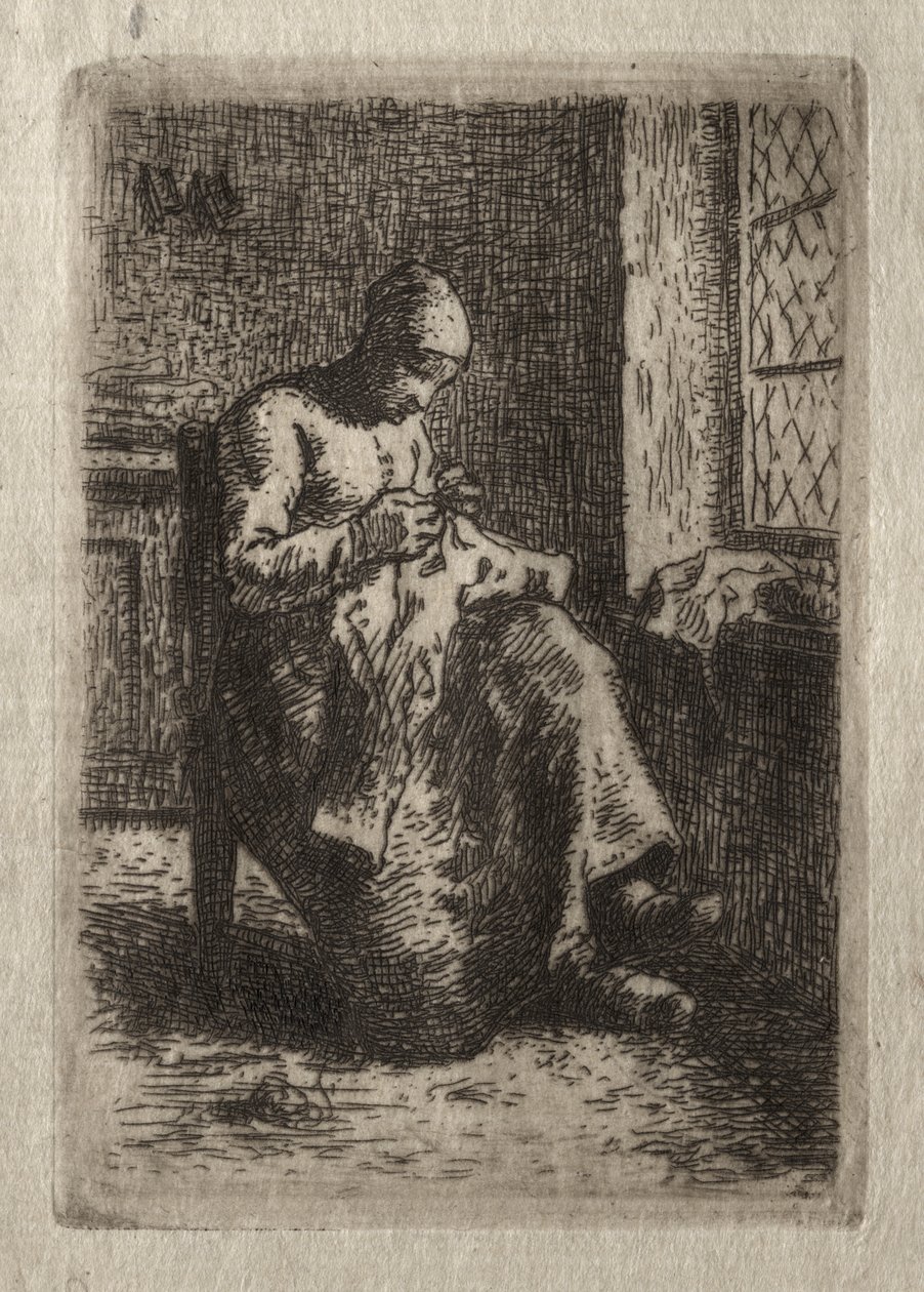 Žena šití od Jean-Francois Millet