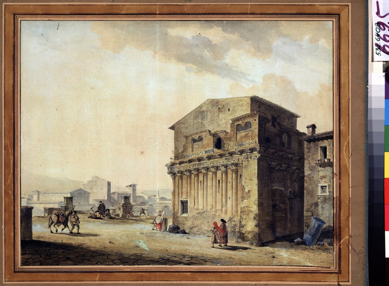 Řím, dům Piláta Pontského (10 př. n. l. – 39 n. l.) (Řím, dům Piláta Pontského). Obraz Jeana Francoise Thomase de Thomon (1754-1813). Akvarel a tuš na papíře, 36,7 x 46,6 cm od Jean François Thomas de Thomon