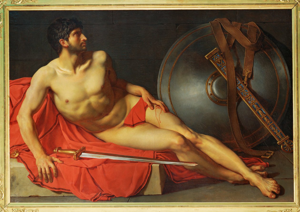 Zraněný římský voják (malba na plátně) od Jean Germain Drouais