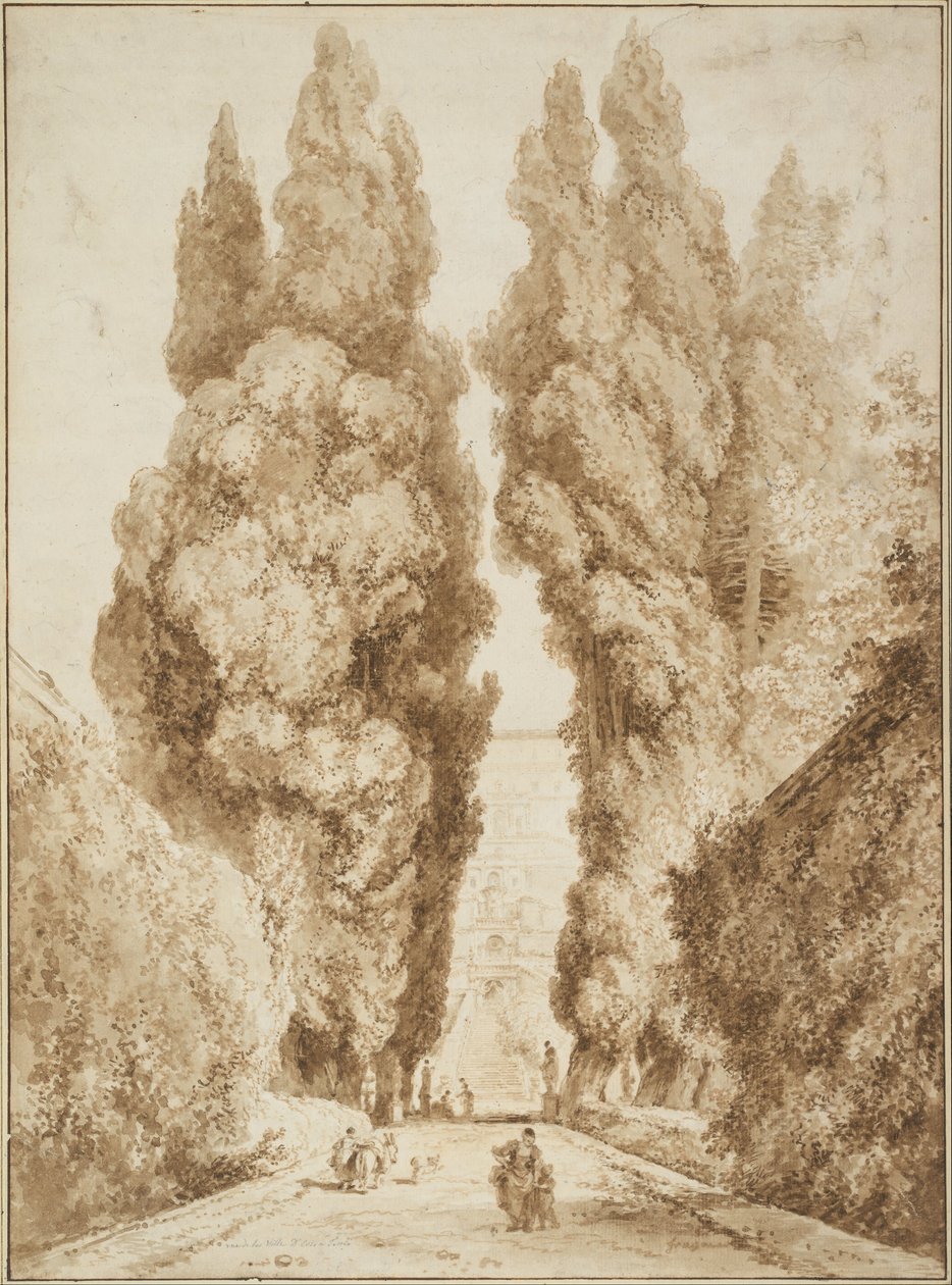 Cypress Avenue ve Villa d`Este v Tivoli od Jean Honore Fragonard