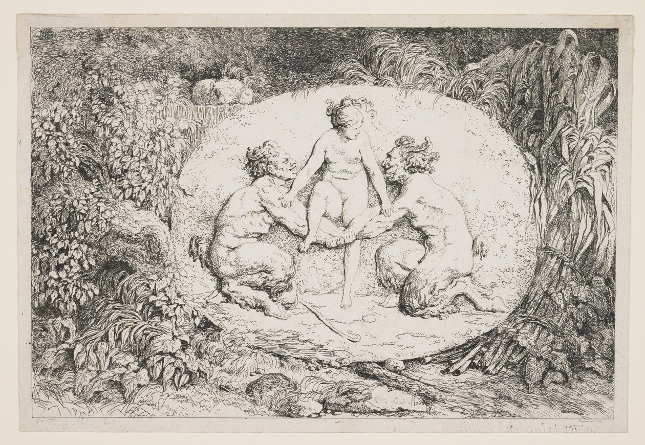 Nymfa vystupující na pažích dvou satyrů, 1763 od Jean Honore Fragonard