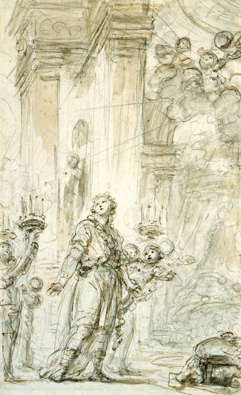 Ruggiero je veden do své ložnice (pero a inkoust, křída a mytí na papíře) od Jean Honore Fragonard