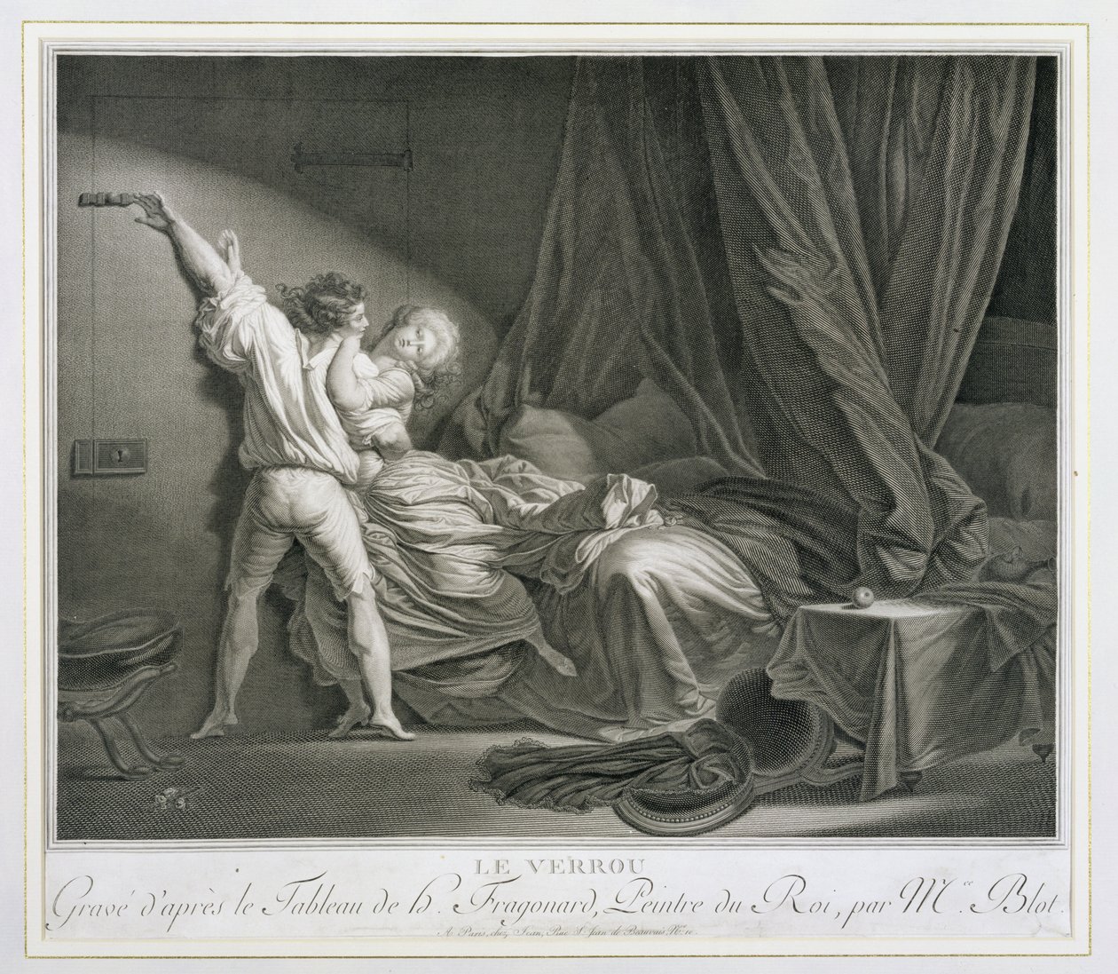 The Bolt, vyryl Maurice Blot (1753-1818), vydáno v Paříži (rytina) (tisk 37496) od Jean-Honore (after) Fragonard