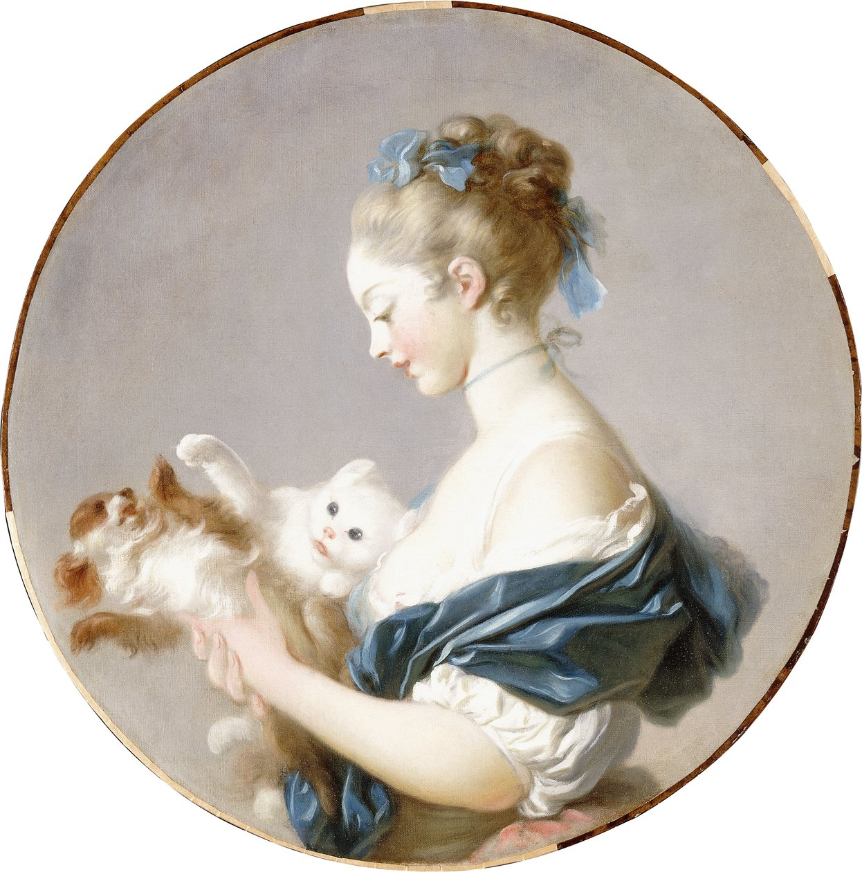 Dívka si hraje se psem a kočkou od Jean Honore Fragonard