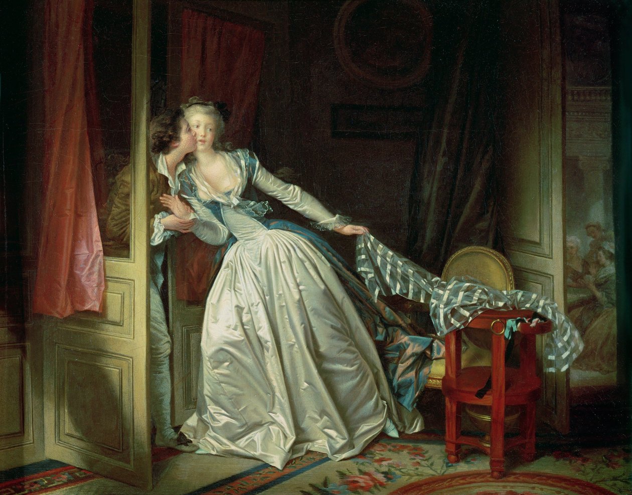 Le baiser a la derobee (olej na plátně) od Jean-Honore Fragonard